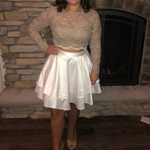 City Studio 2 piece gold long sleeve dress